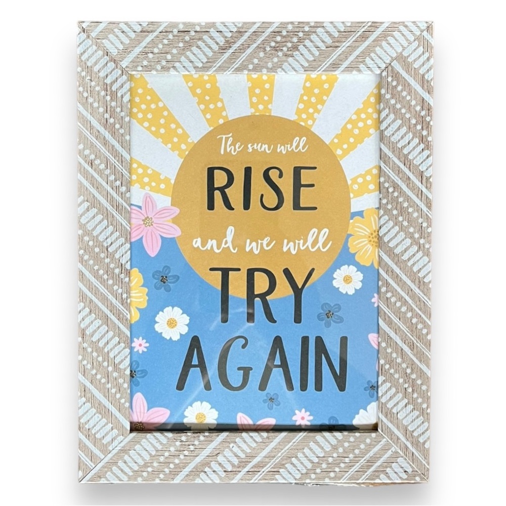The Sun Will Rise and We Will Try Again Word Art Framed Print Kids Baby Office